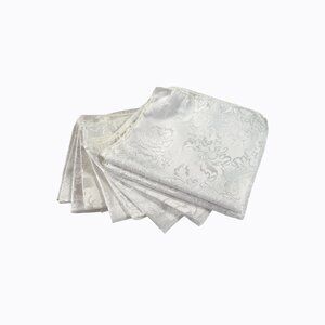 Vintage Fortunoff Napkin 12Pc Bundle Royalty Floral Damask Jacquard Pearl Cameo